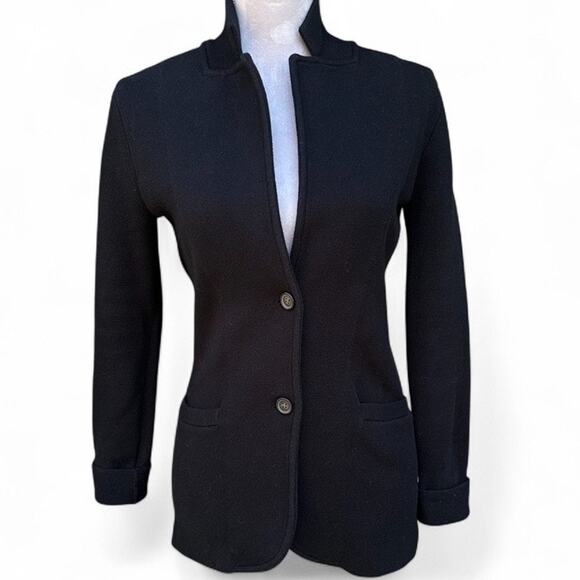 J.CREW MERCANTILE Black Cotton Knit Blazer Jacket XXS Long Cardigan - Picture 1 of 4